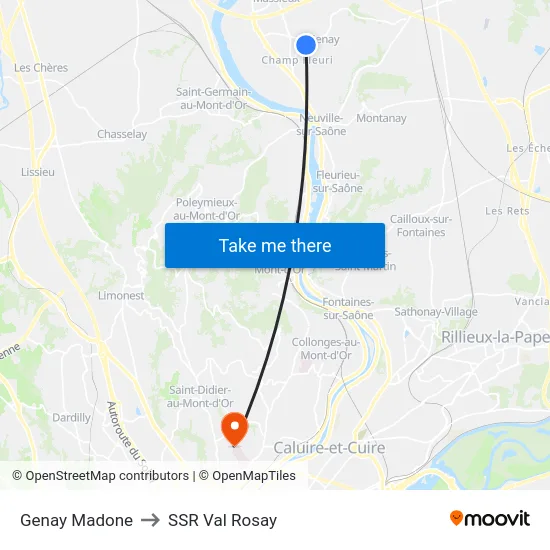 Genay Madone to SSR Val Rosay map