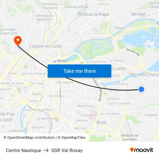 Centre Nautique to SSR Val Rosay map