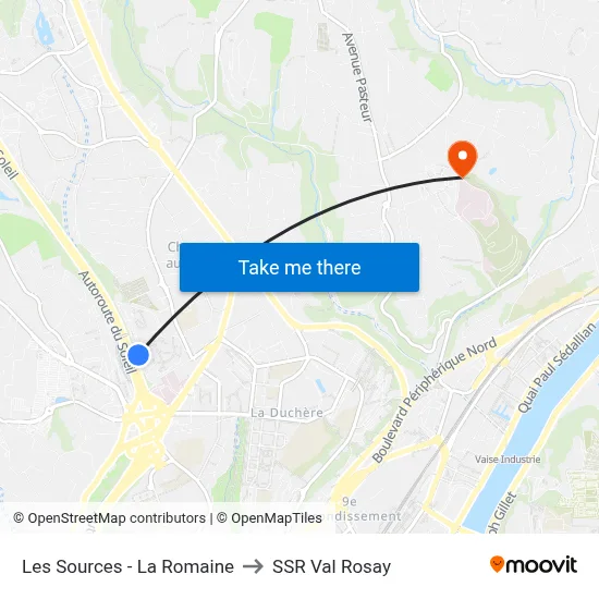 Les Sources - La Romaine to SSR Val Rosay map