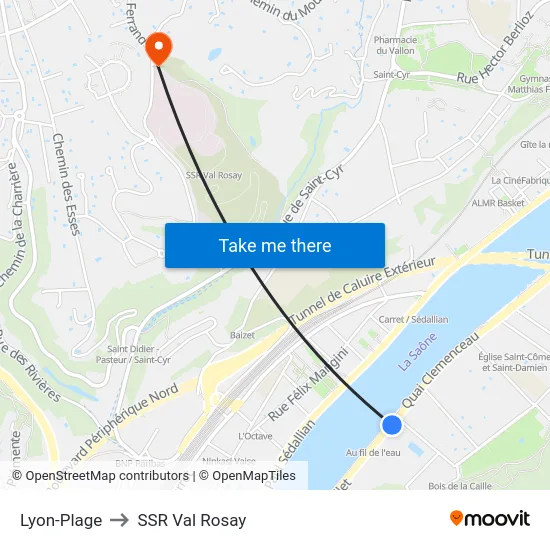 Lyon-Plage to SSR Val Rosay map