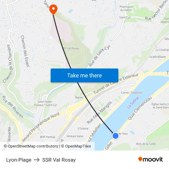 Lyon-Plage to SSR Val Rosay map