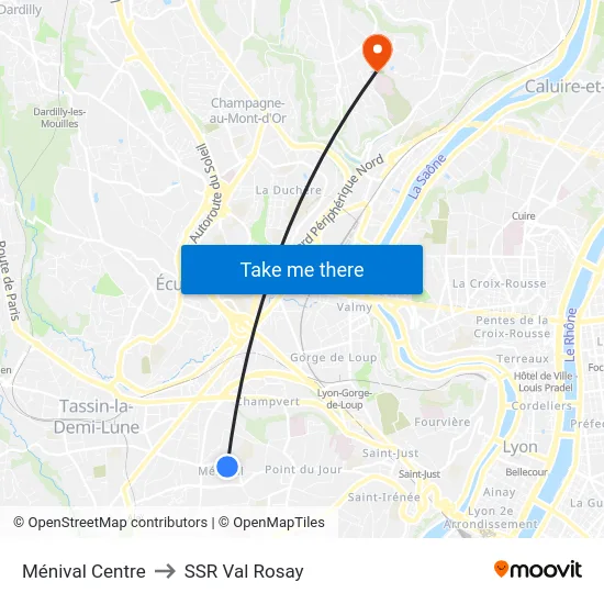 Ménival Centre to SSR Val Rosay map