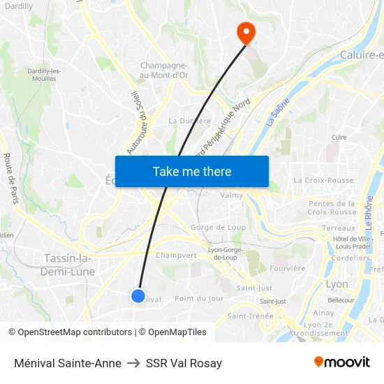 Ménival Sainte-Anne to SSR Val Rosay map