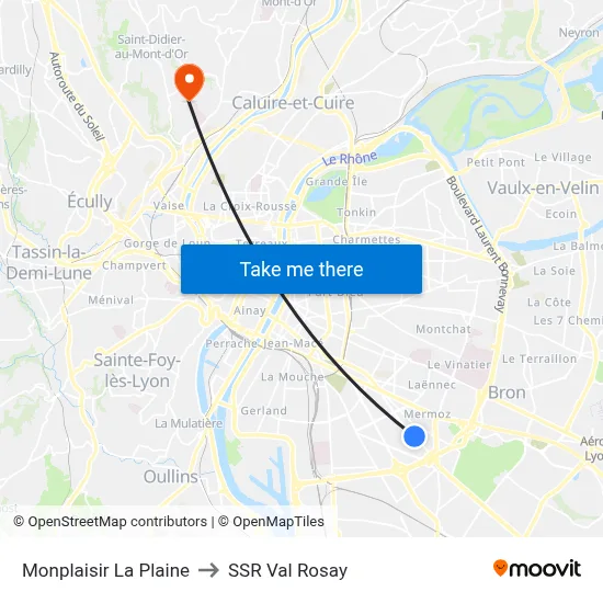 Monplaisir La Plaine to SSR Val Rosay map
