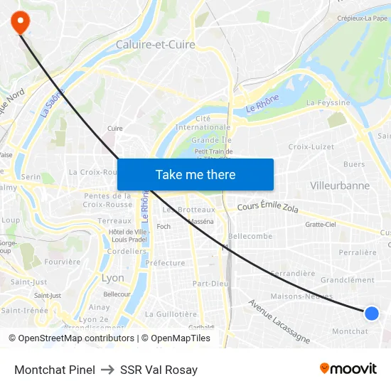Montchat Pinel to SSR Val Rosay map