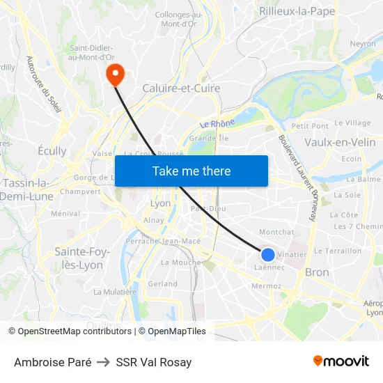 Ambroise Paré to SSR Val Rosay map