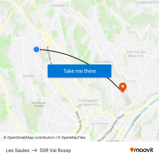 Les Saules to SSR Val Rosay map