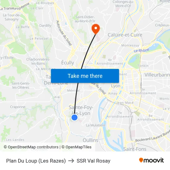 Plan Du Loup (Les Razes) to SSR Val Rosay map