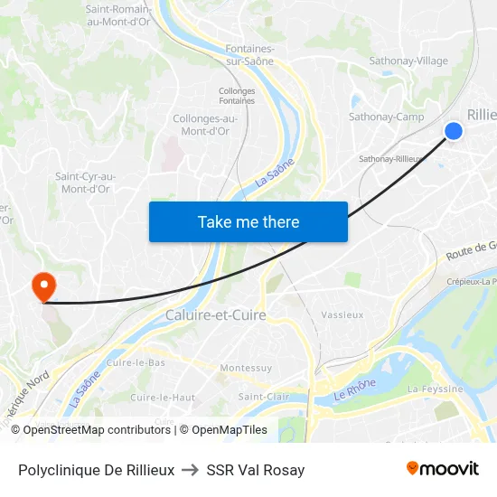 Polyclinique De Rillieux to SSR Val Rosay map
