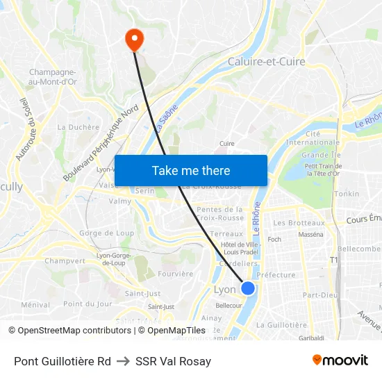 Pont Guillotière Rd to SSR Val Rosay map