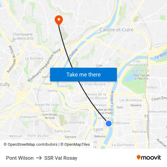Pont Wilson to SSR Val Rosay map