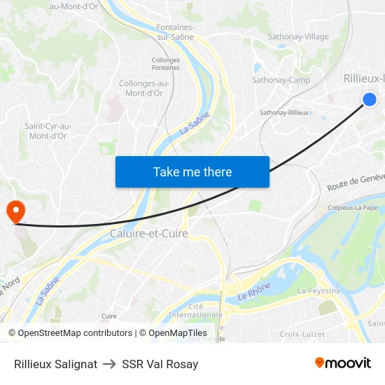 Rillieux Salignat to SSR Val Rosay map