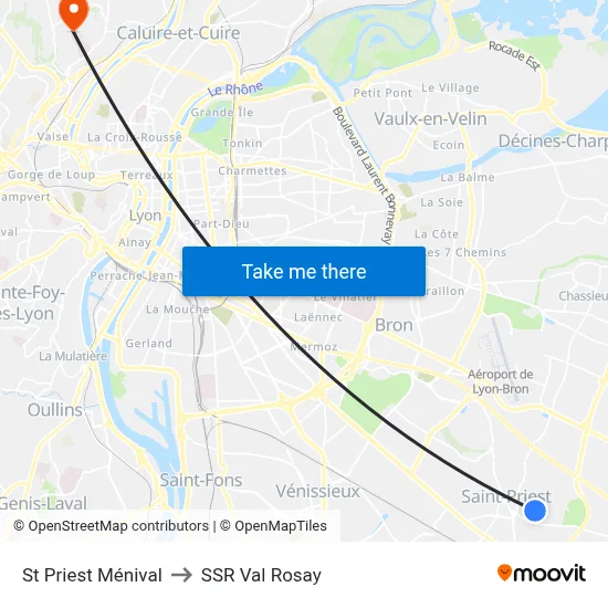 St Priest Ménival to SSR Val Rosay map