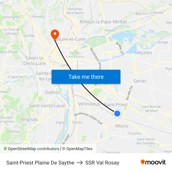 Saint-Priest Plaine De Saythe to SSR Val Rosay map