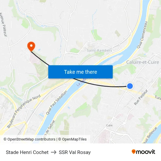 Stade Henri Cochet to SSR Val Rosay map