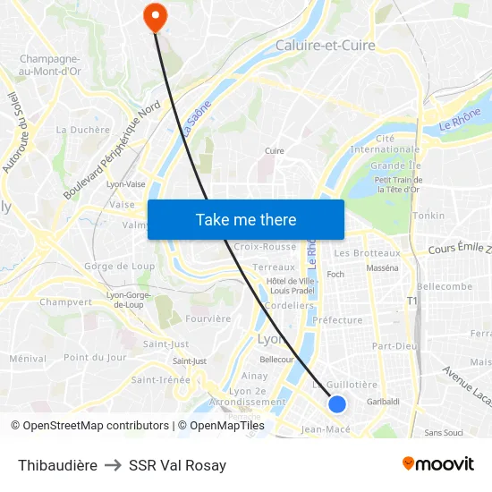 Thibaudière to SSR Val Rosay map