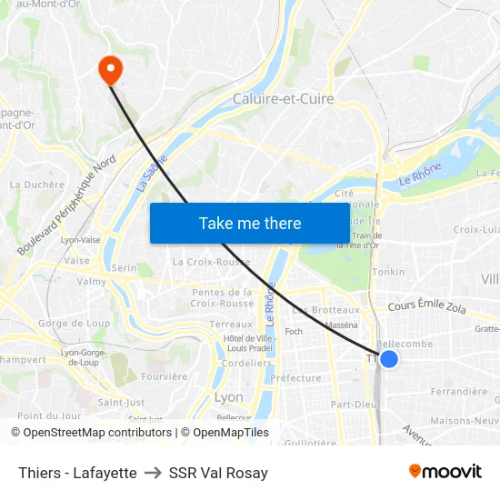 Thiers - Lafayette to SSR Val Rosay map