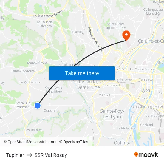 Tupinier to SSR Val Rosay map