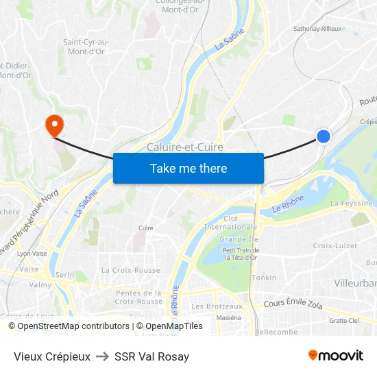 Vieux Crépieux to SSR Val Rosay map