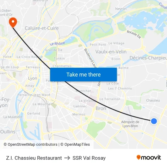 Z.I. Chassieu Restaurant to SSR Val Rosay map