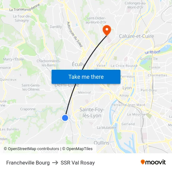 Francheville Bourg to SSR Val Rosay map