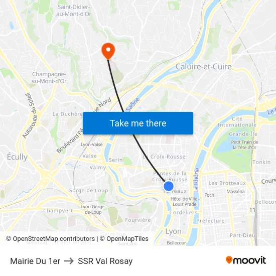 Mairie Du 1er to SSR Val Rosay map
