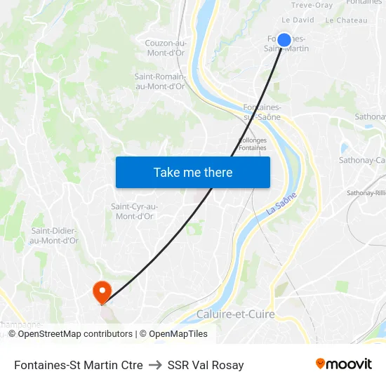 Fontaines-St Martin Ctre to SSR Val Rosay map