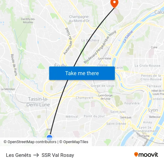 Les Genêts to SSR Val Rosay map