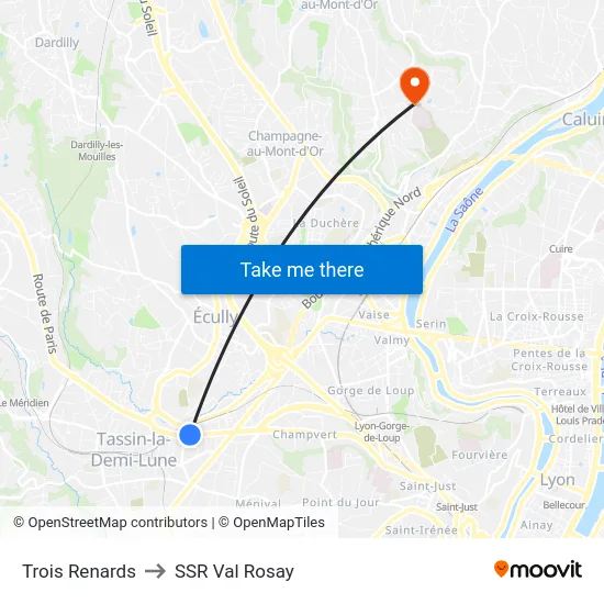 Trois Renards to SSR Val Rosay map