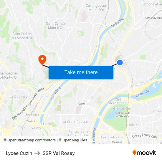 Lycée Cuzin to SSR Val Rosay map