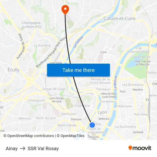 Ainay to SSR Val Rosay map