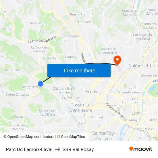 Parc De Lacroix-Laval to SSR Val Rosay map