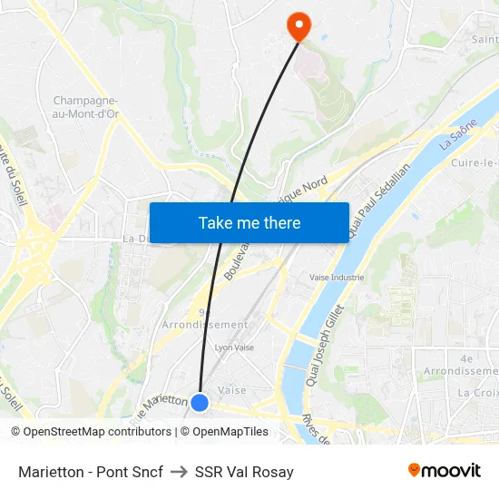 Marietton - Pont Sncf to SSR Val Rosay map