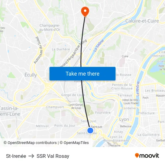 St-Irenée to SSR Val Rosay map