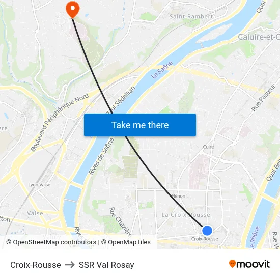 Croix-Rousse to SSR Val Rosay map