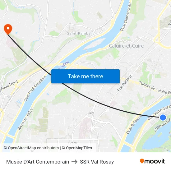 Musée D'Art Contemporain to SSR Val Rosay map