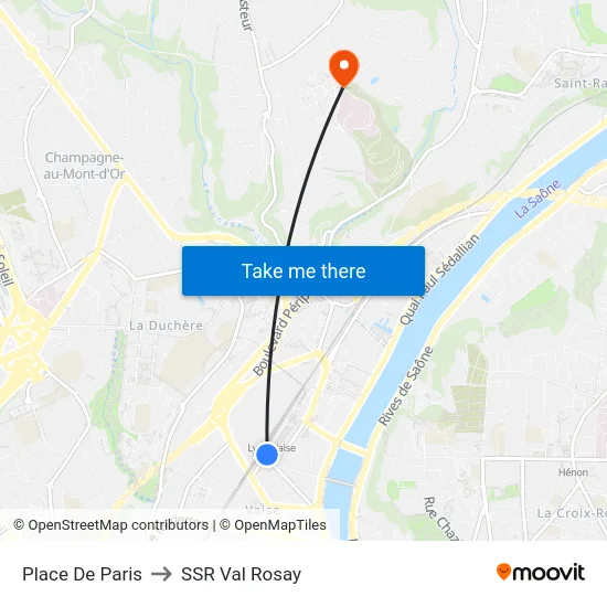 Place De Paris to SSR Val Rosay map