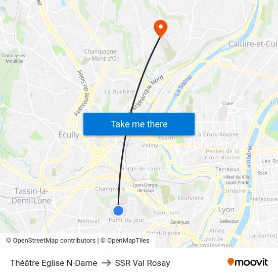 Théâtre Eglise N-Dame to SSR Val Rosay map