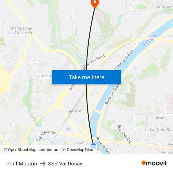 Pont Mouton to SSR Val Rosay map