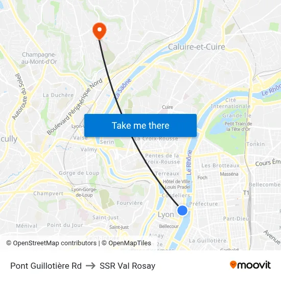 Pont Guillotière Rd to SSR Val Rosay map
