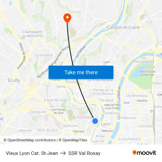 Vieux Lyon Cat. St-Jean to SSR Val Rosay map
