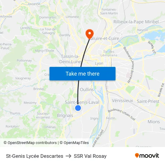 St-Genis Lycée Descartes to SSR Val Rosay map