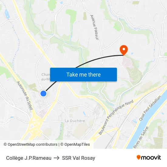 Collège J.P.Rameau to SSR Val Rosay map