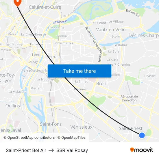 Saint-Priest Bel Air to SSR Val Rosay map