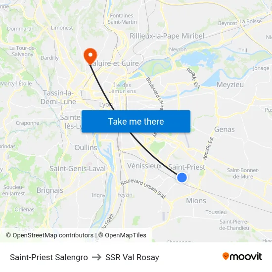 Saint-Priest Salengro to SSR Val Rosay map