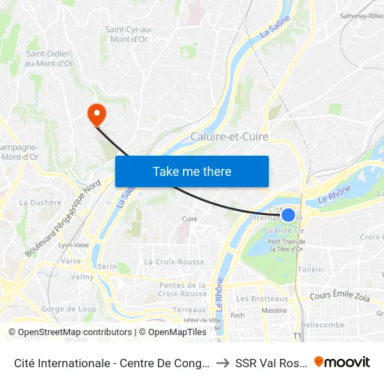 Cité Internationale - Centre De Congrès to SSR Val Rosay map