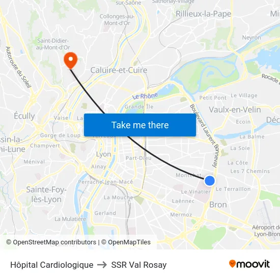 Hôpital Cardiologique to SSR Val Rosay map