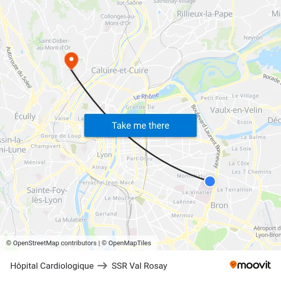 Hôpital Cardiologique to SSR Val Rosay map