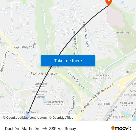 Duchère Martinière to SSR Val Rosay map