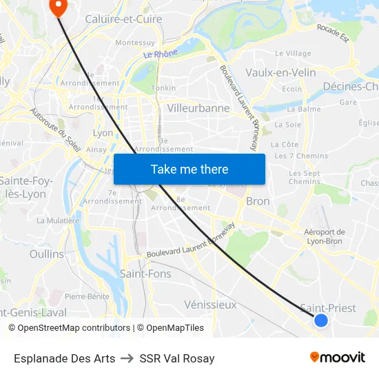 Esplanade Des Arts to SSR Val Rosay map